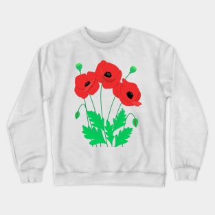 Poppies Wild Flowers Illustration Crewneck Sweatshirt